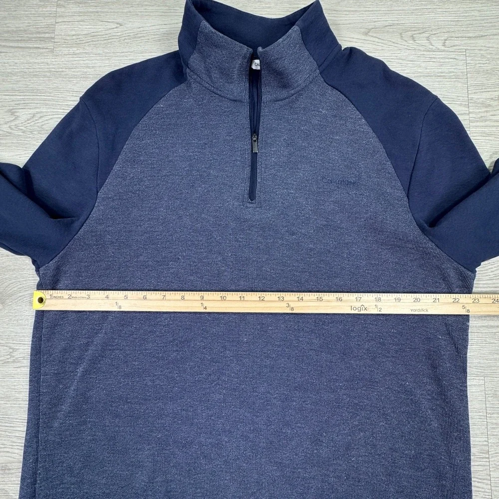 Calvin Klein Men's Pullover Quarter Zip Blue‎ XL Heathered Raglan Sweatshirt